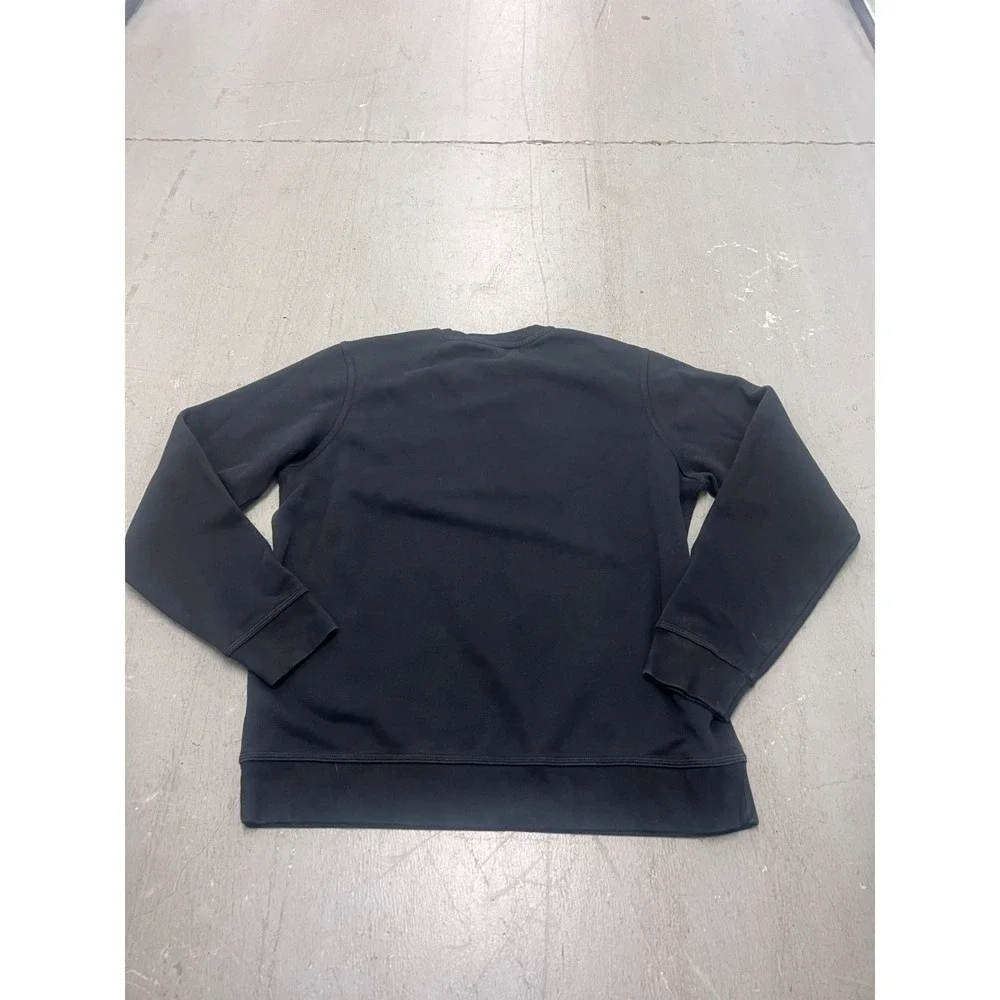Nike Men's Black Solo Swoosh Fleece Crew Sweatshirt 611467-010 Casual Gorpcore - Picture 2 of 8
